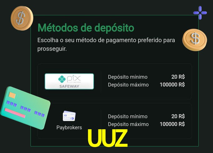 O cassino UUZ oferece uma grande variedade de métodos de pagamento